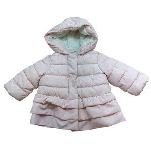 Baby Gap Winter Coat jacket Pink puffy SIZE 3-6 Months Hood zipper front